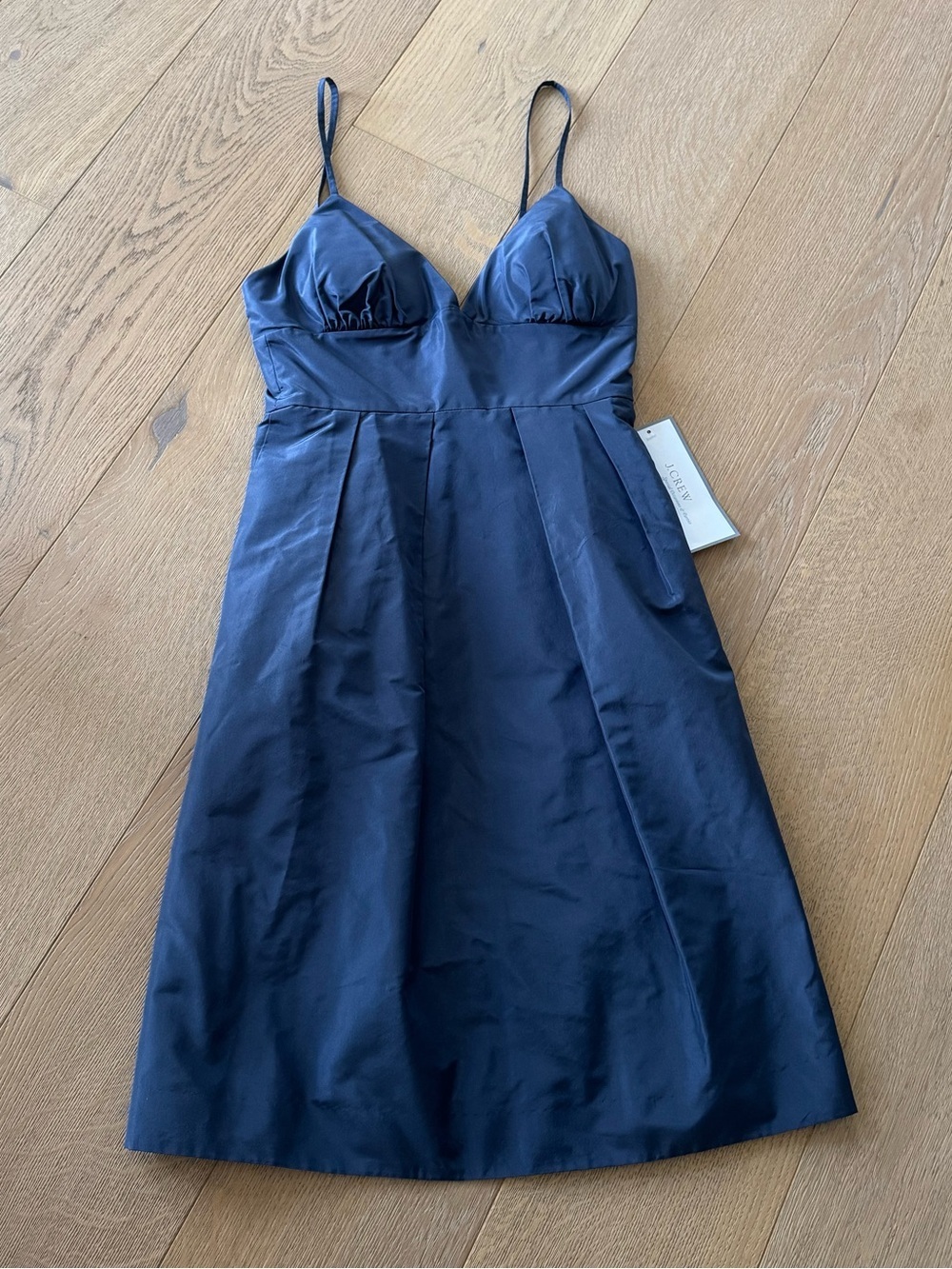 J. Crew Adrienne Dress In Silk Taffeta Blue/Gray Size 0 NWT